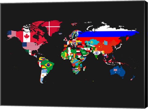 Framed World Map Contry Flags 1 Print