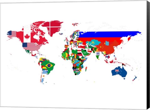 Framed World Map Contry Flags 2 Print