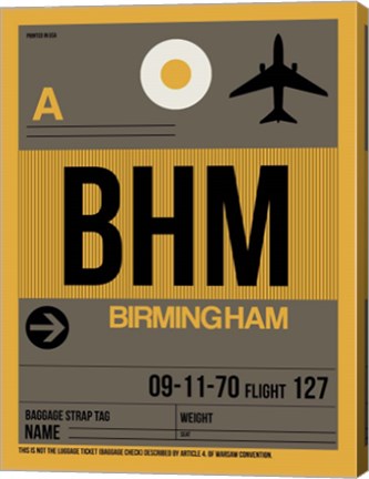 Framed BHM Birmingham Luggage Tag I Print