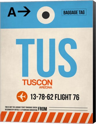 Framed TUS Tuscon Luggage Tag I Print