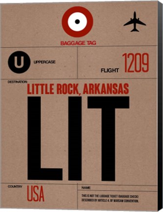 Framed LIT Little Rock Luggage Tag I Print