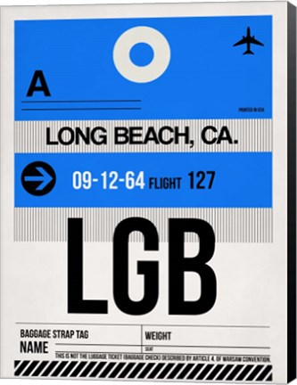 Framed LGB Long Beach Luggage Tag I Print