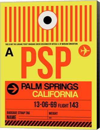 Framed PSP Palm Springs Luggage Tag I Print