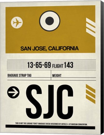 Framed SJC San Jose Luggage Tag I Print