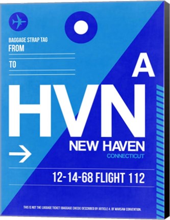 Framed HVN New Haven Luggage Tag II Print