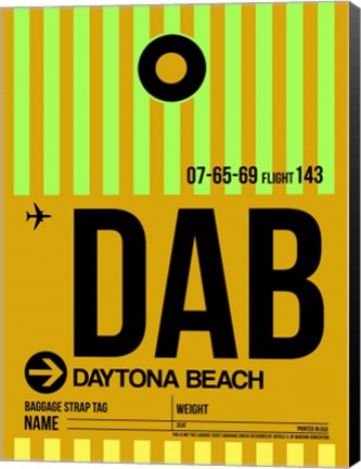 Framed DAB Daytona Beach Luggage Tag I Print