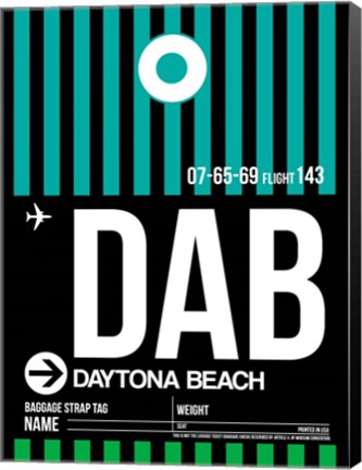 Framed DAB Daytona Beach Luggage Tag II Print