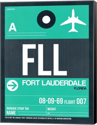 Framed FLL Fort Lauderdale Luggage Tag II Print