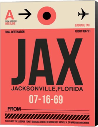 Framed JAX Jacksonville Luggage Tag I Print