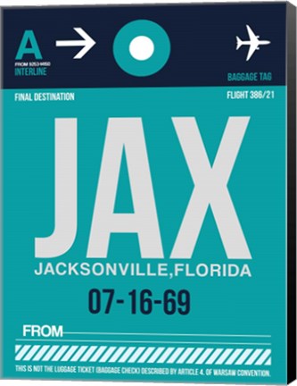 Framed JAX Jacksonville Luggage Tag II Print