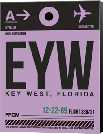 Framed EYW Key West Luggage Tag I Print