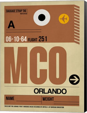 Framed MCO Orlando Luggage Tag I Print