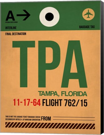 Framed TPA Tampa Luggage Tag I Print