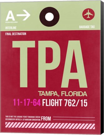 Framed TPA Tampa Luggage Tag II Print