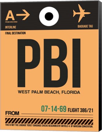 Framed PBI West Palm Beach Luggage Tag I Print