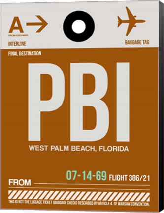 Framed PBI West Palm Beach Luggage Tag II Print