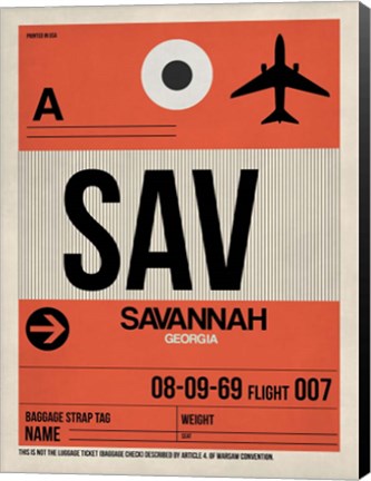 Framed SAV Savannah Luggage Tag I Print