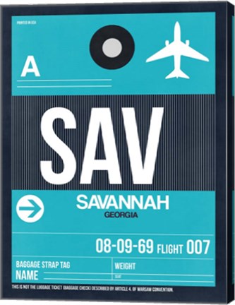 Framed SAV Savannah Luggage Tag II Print