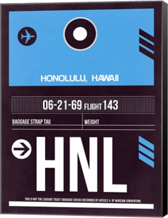 Framed HNL Honolulu Luggage Tag II Print