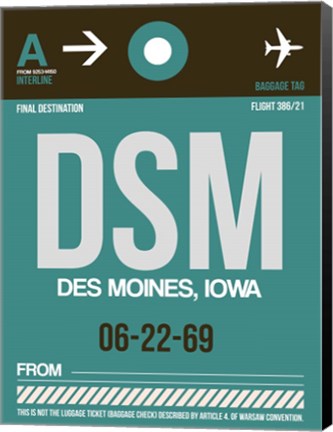 Framed DSM Des Moines Luggage Tag II Print