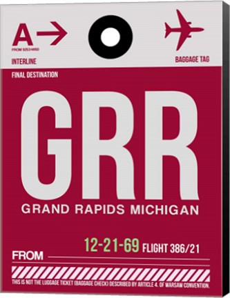 Framed GRR Grand Rapids Luggage Tag II Print