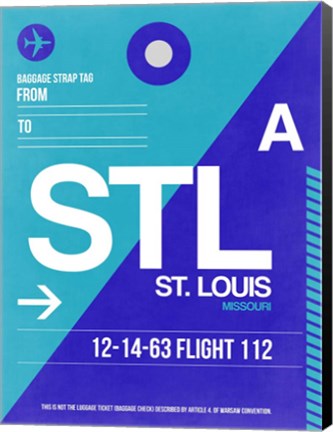 Framed STL St. Louis Luggage Tag II Print