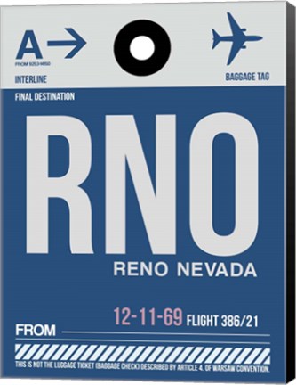 Framed RNO Reno Luggage Tag II Print