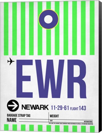 Framed EWR Newark Luggage Tag I Print