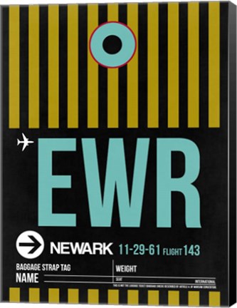 Framed EWR Newark Luggage Tag II Print