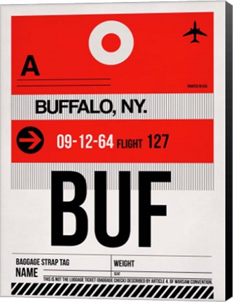 Framed BUF Buffalo Luggage Tag I Print