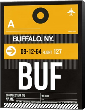 Framed BUF Buffalo Luggage Tag II Print