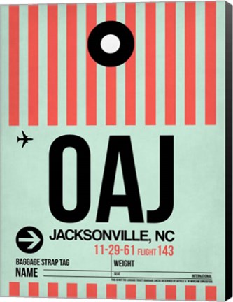 Framed OAJ Jacksonville Luggage Tag I Print