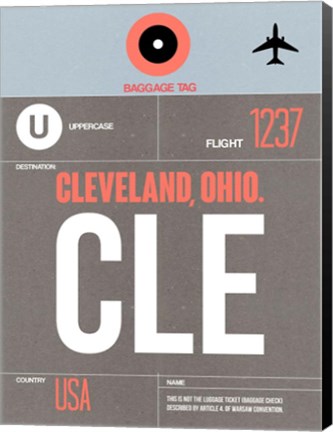 Framed CLE Cleveland Luggage Tag II Print