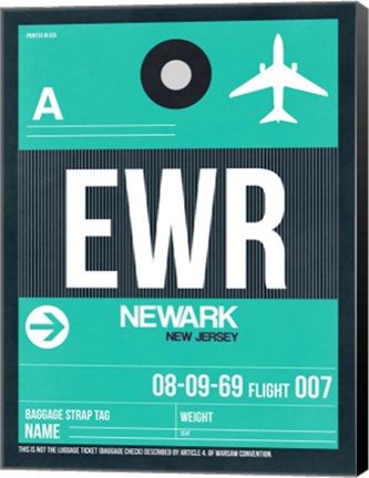 Framed EWR Newark Luggage Tag II Print