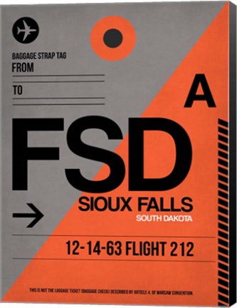 Framed FSD Sioux Falls Luggage Tag I Print