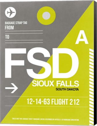 Framed FSD Sioux Falls Luggage Tag II Print