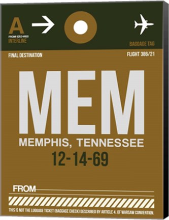 Framed MEM Memphis Luggage Tag I Print