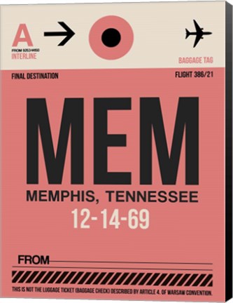 Framed MEM Memphis Luggage Tag II Print