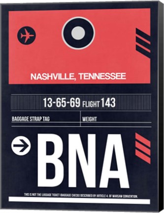 Framed BNA Nashville Luggage Tag I Print