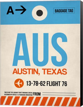 Framed AUS Austin Luggage Tag I Print