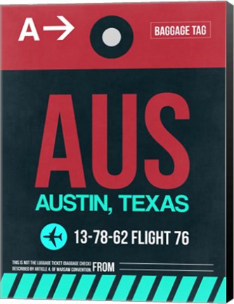 Framed AUS Austin Luggage Tag II Print