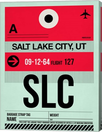 Framed SLC Salt Lake City Luggage Tag I Print