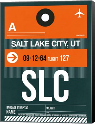 Framed SLC Salt Lake City Luggage Tag II Print