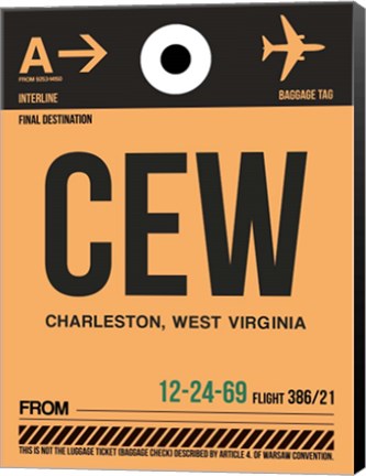 Framed CEW Charleston Luggage Tag II Print