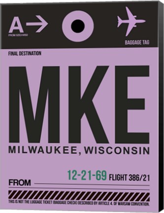 Framed MKE Milwaukee Luggage Tag I Print