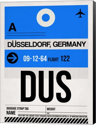 Framed DUS Dusseldorf Luggage Tag I Print