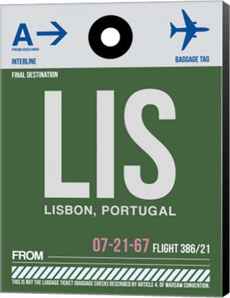 Framed LIS Lisbon Luggage Tag II Print