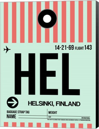 Framed HEL Helsinki Luggage Tag I Print