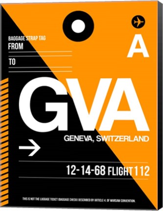 Framed GVA Geneva Luggage Tag II Print