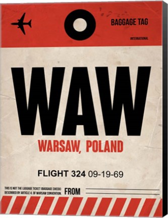 Framed WAW Warsaw Luggage Tag I Print